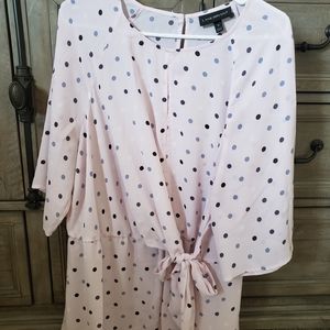 Light pink polka dot blouse with wrap front